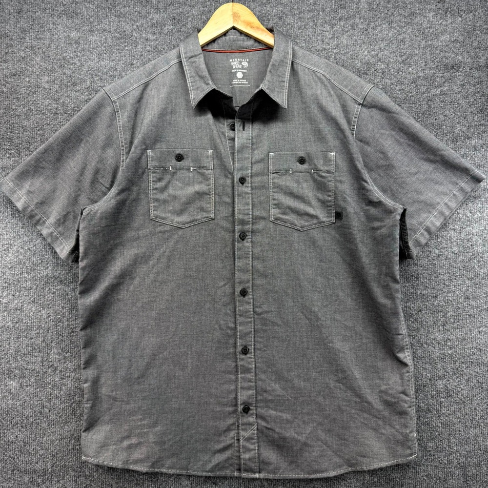 Mountain Hardwear Men's Short‎ Sleeve Button Up Casual Shirt Gray Size L